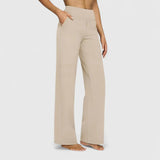 Nadine | Damen Weite Lounge-Hose mit Stretchbund – Creme