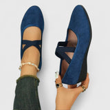Claudia | Damen Orthopädische Kreuzriemen Ballerinas – Blau