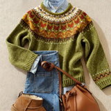 Elisa | Edler Strickpullover im klassischen Stil – Grün