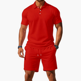 Herren Kurzarm Polo Set – Rot