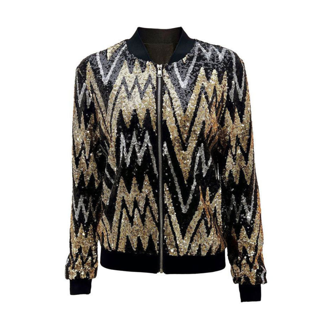 Schicke Reißverschlussjacke Für Damen | Paillette