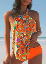 Lara | Eleganter Tie-Dye-Badeanzug mit gekreuzten Trägern – Orange