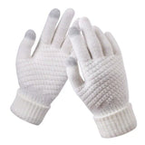 Gestrickte Touchscreen-Handschuhe für Damen – Weiß