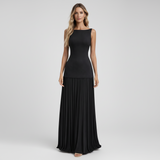 Eline | Elegantes Plissee Maxi Kleid für Damen – Formell – Schwarz