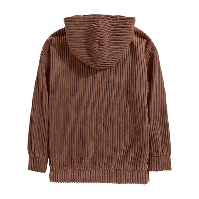 Strukturierter Cord-Kapuzenpullover mit Kängurutasche für Männer