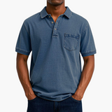 Herren Kurzarm Baumwoll Polo – Marineblau