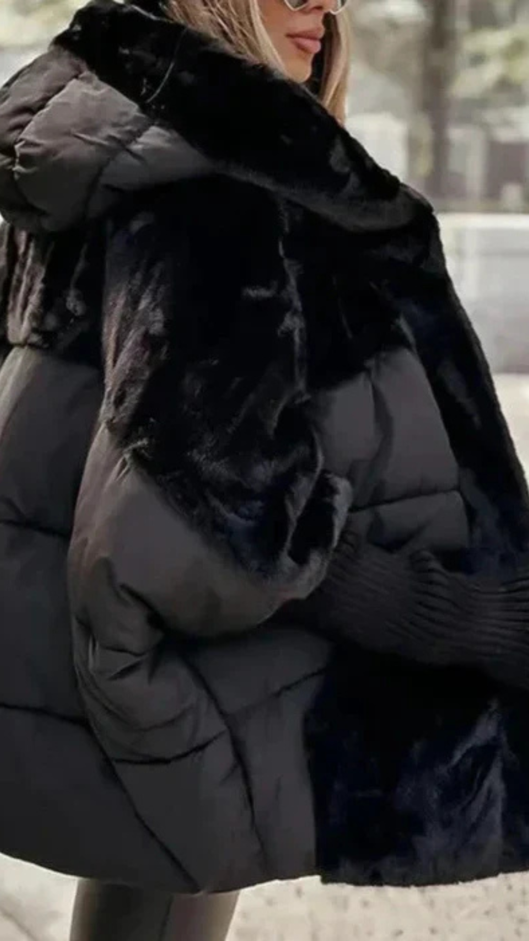 Anika - Oversize Daunenjacke mit Kapuze aus Kunstpelz für Frauen