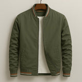 Herren Leichte Bomberjacke Mit Geripptem Kragen – Casual Reißverschlussjacke – Olive