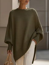 Annika | Damen Eleganter Oversized Pullover – Olivgrün