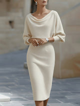 Bellisara - Drapiertes Midikleid – Beige