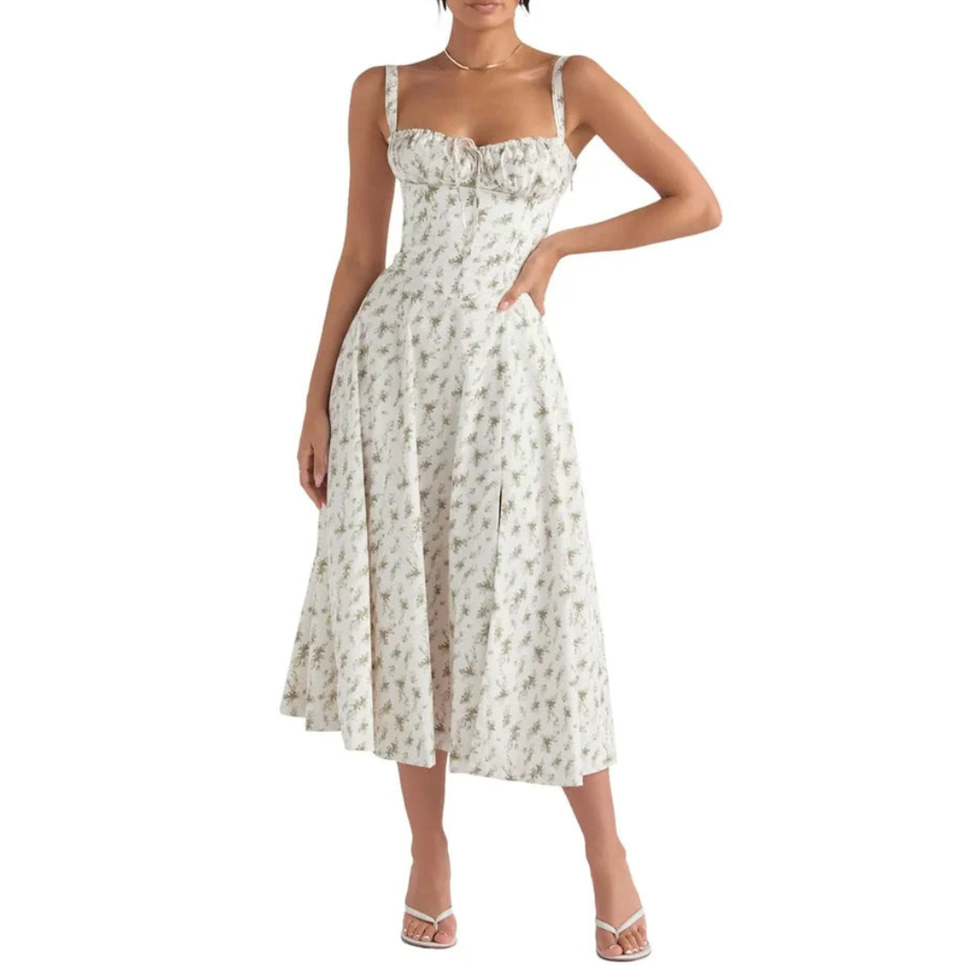 Damen Sommer Sweetheart-Ausschnitt Ärmelloses Bustier Kleid | Midi