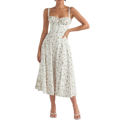 Damen Sommer Sweetheart-Ausschnitt Ärmelloses Bustier Kleid | Midi