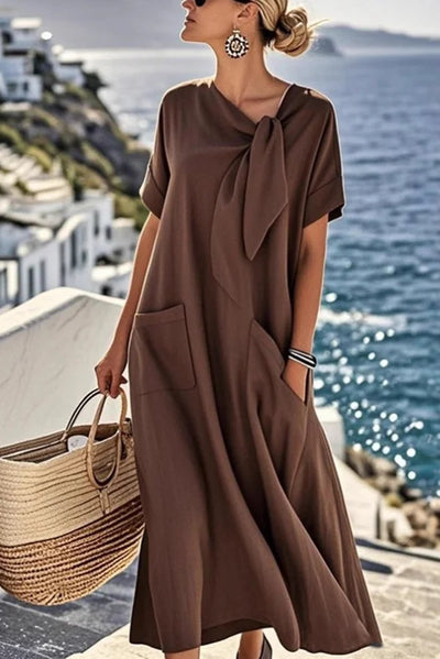 Anette - Kurzarm Rundhals mit Bindeband