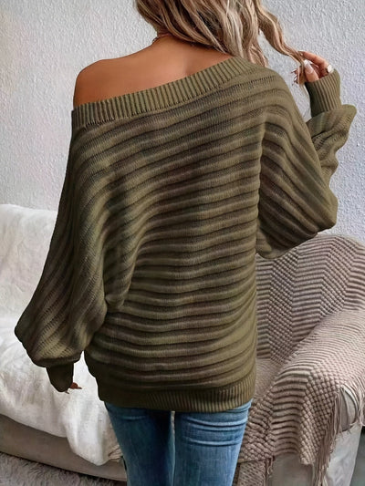 Lässiger Schulterfreier Strickpullover mit Bequemem Design für Damen | Ideal für den Winter