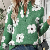 Alina | Damenpullover Half-Zip zeitlos modern – Grün