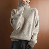 Natalie | Gemütlicher Zopfmuster Rollkragenpullover – Khaki