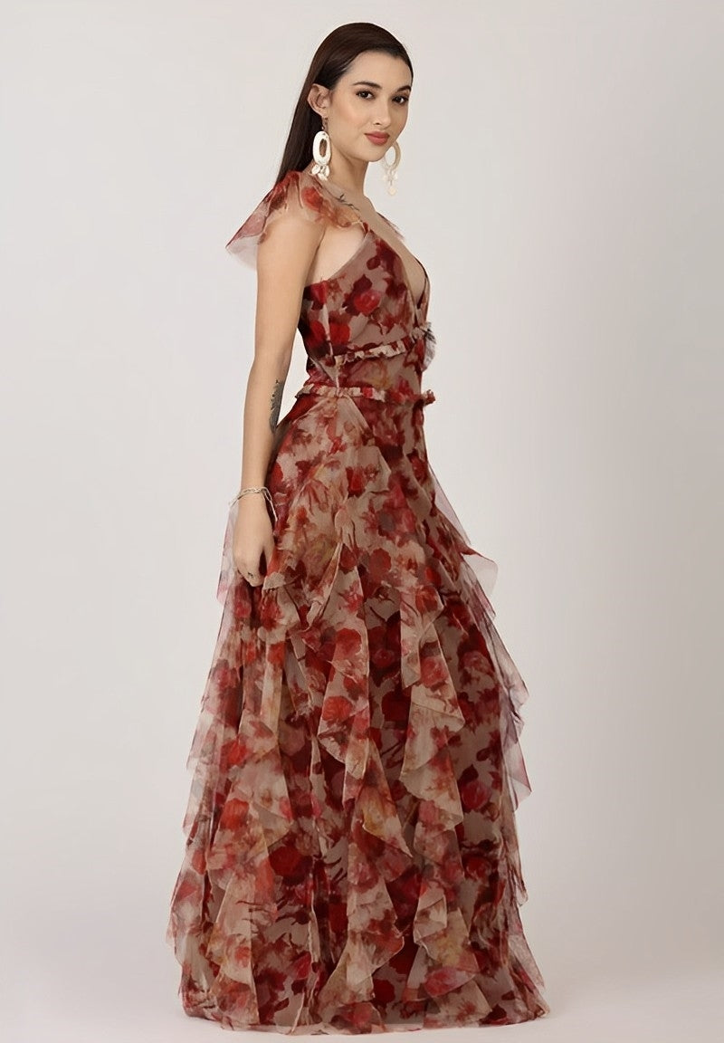 Judy - Langes böhmisches Blumenkleid