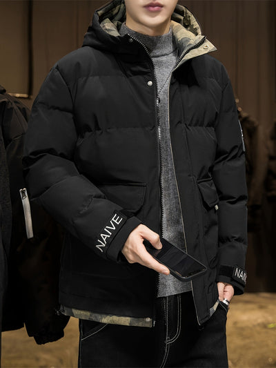 Stilvolle Camouflage-Kapuzen-Winterjacke für Herren | Ideal für den Winter