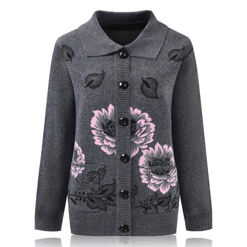 Amelia® | Elegante Strickjacke mit Blumenstickerei