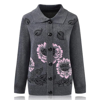 Amelia® | Elegante Strickjacke mit Blumenstickerei
