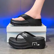 Maya - Stylische schwarze EVA-Flip-Flops für Frauen mit niedlichem Bärendesign