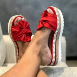 Nadine | Damen Frühlings Schleifen Slip-On Sandalen – Rot