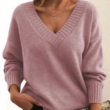 Rosie | Edler Damen V-Ausschnitt Strickpullover Mit Kaschmir-Mischung – Rosa