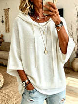 Celandria - Oversized Kurzarm-Hoodie in Soft-Touch-Qualität – Weiß