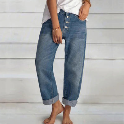 Della | High-Waisted Button-Up Denim Jeans