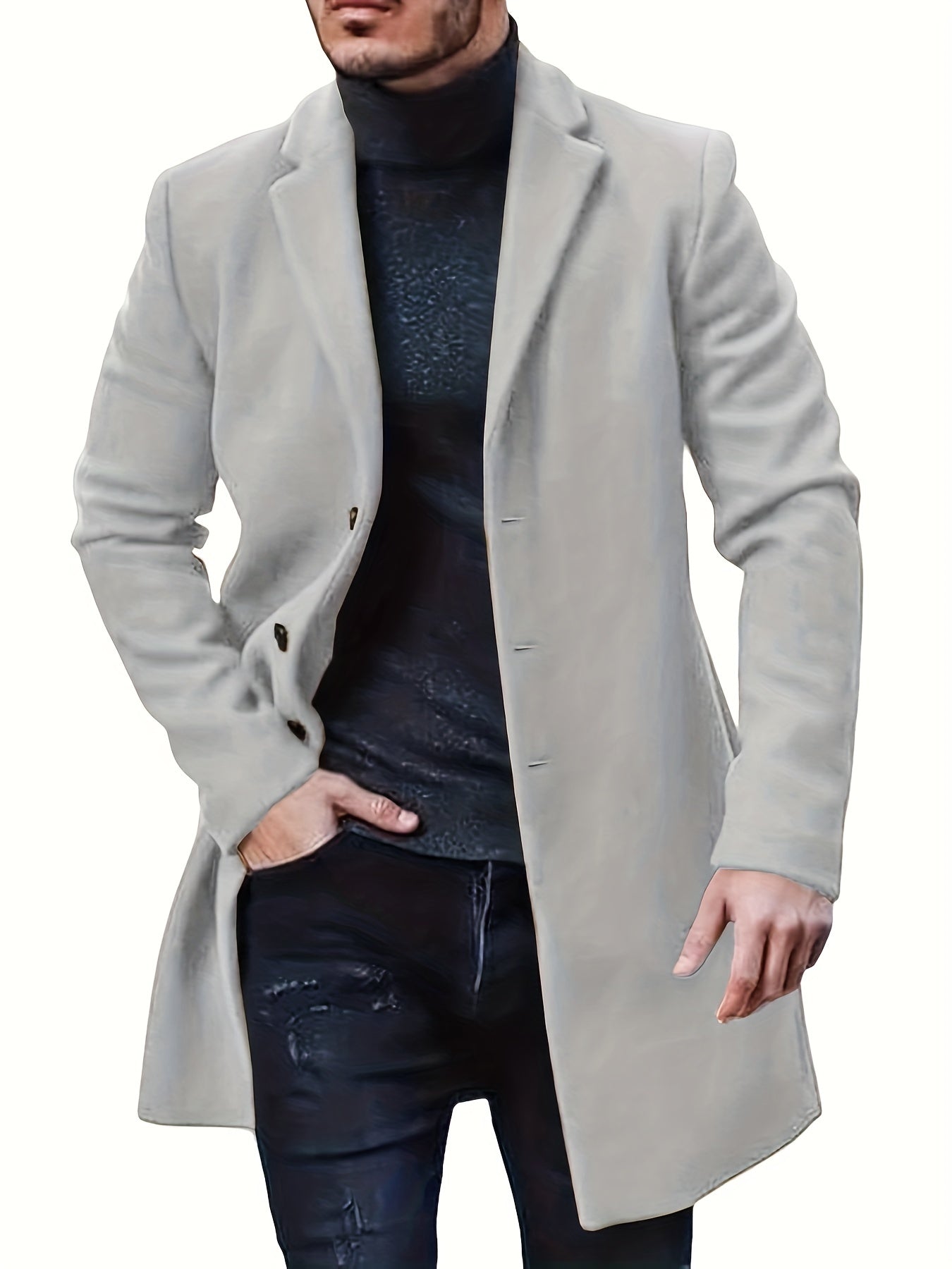 Eleganter einreihiger Trenchcoat für Herren | Ideal für den Winter