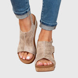 Orthopädische Keilsandalen für Damen | Schnalle – Beige