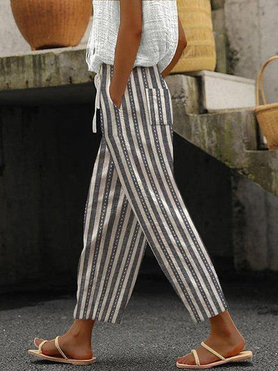 VALE | Elegant striped pants with elastic waistband