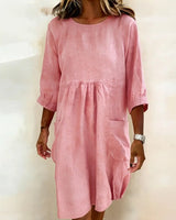 Paula | Charmantes 3/4-Arm-Kleid Damen – Rosa