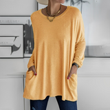 Kerstin | Stylischer Langer Pullover mit Taschen – Orange