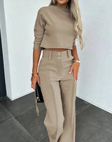 Emma | Elegantes und modisches Zweiteiliges Herbst-Set – Khaki
