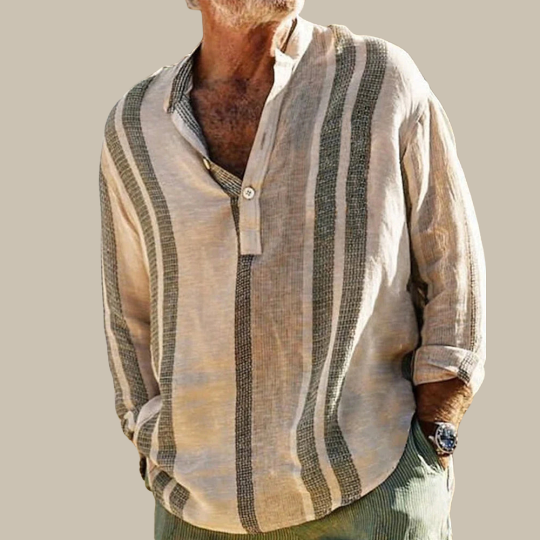 Herren Gestreift Langarm Hemd | Luftig