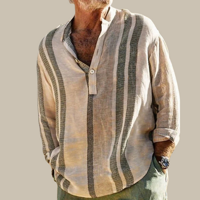 Herren Gestreift Langarm Hemd | Luftig