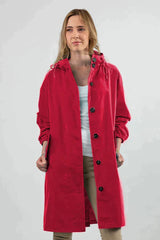 Edith | Damen Langer Freizeitmantel mit Lockerer Passform – Rot