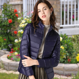 Damen Gestepptes Reißverschluss Jacke – Marineblau