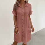 Damen-Polokleid mit Knopfleiste aus Baumwolle – Rot