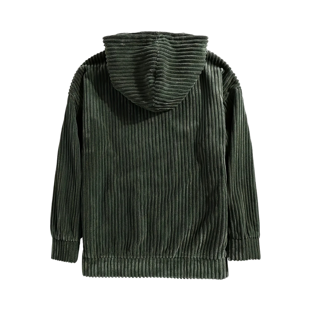 Strukturierter Cord-Kapuzenpullover mit Kängurutasche für Männer