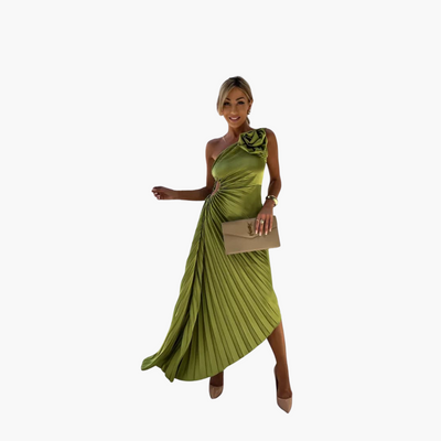 Romantisches Midikleid für Damen – 3D Blumenapplikationen