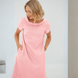 Laura | Luftiges Damen Leinenkleid sommerlich elegant – Rosa
