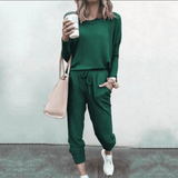 Natalie | Damen Zweiteiliges Lässiges Jogger Lounge Set – Grün