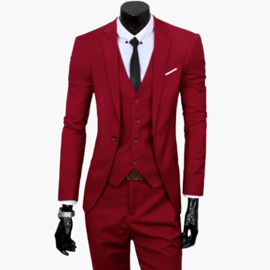 Herren Anzug dreiteilig mit Ein-Knopf Sakko und Weste