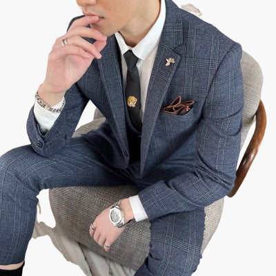 Herren Anzug dreiteilig mit Karomuster für jede Jahreszeit