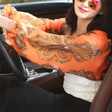 Dünner Überwurf-Schal für Damen aus Chiffon mit Paisley-Muster – Orange
