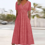 Monica Crossover-Kleid | Stilvolles Midi-Kleid für Damen – Rosa