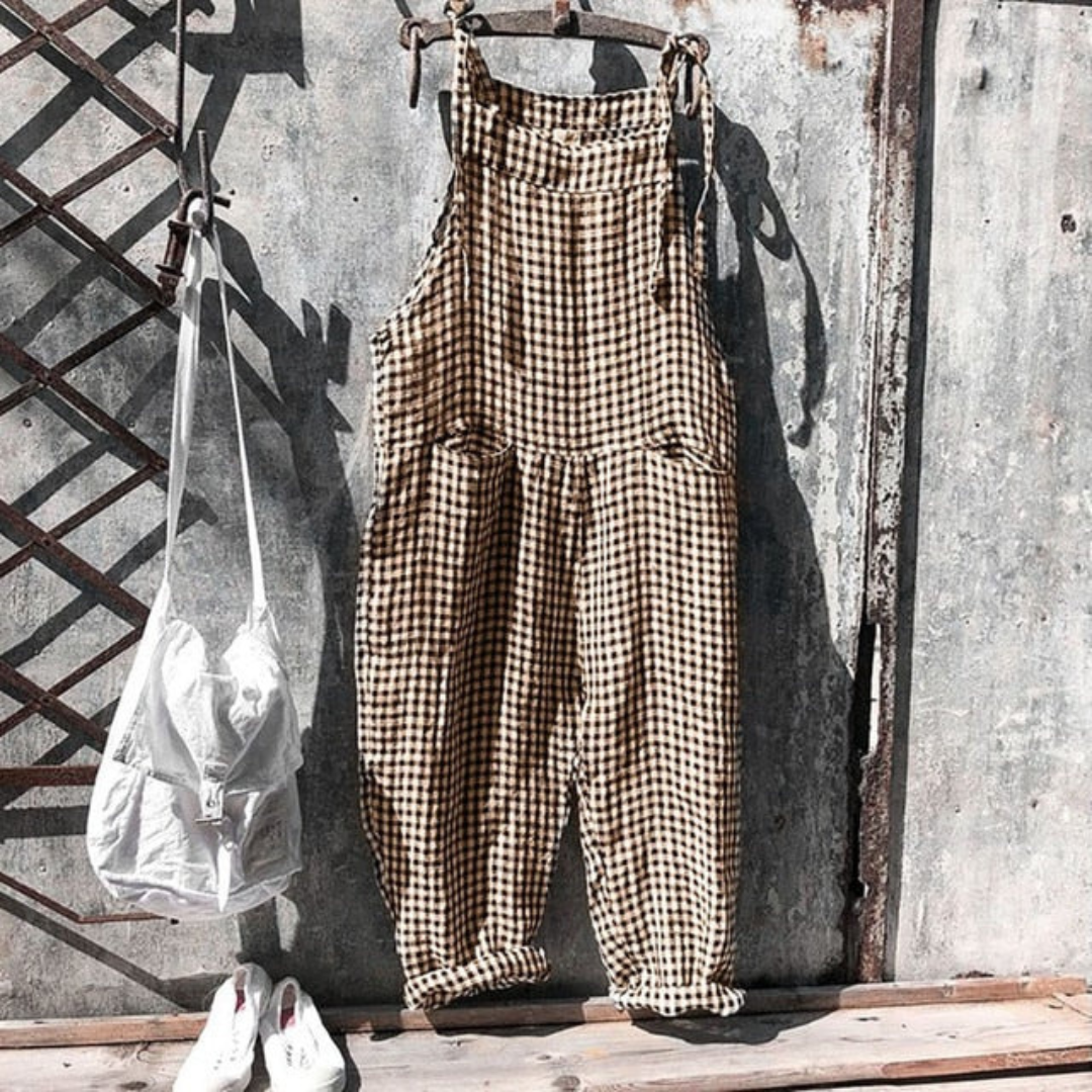Karierter Ärmelloser Jumpsuit Für Damen | Sommer