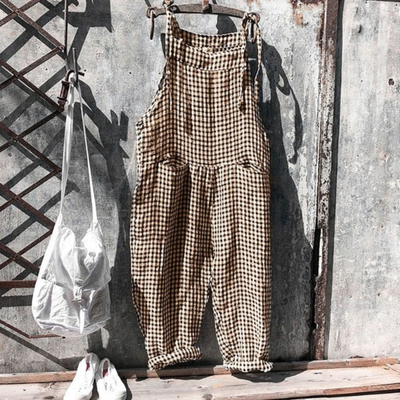 Karierter Ärmelloser Jumpsuit Für Damen | Sommer